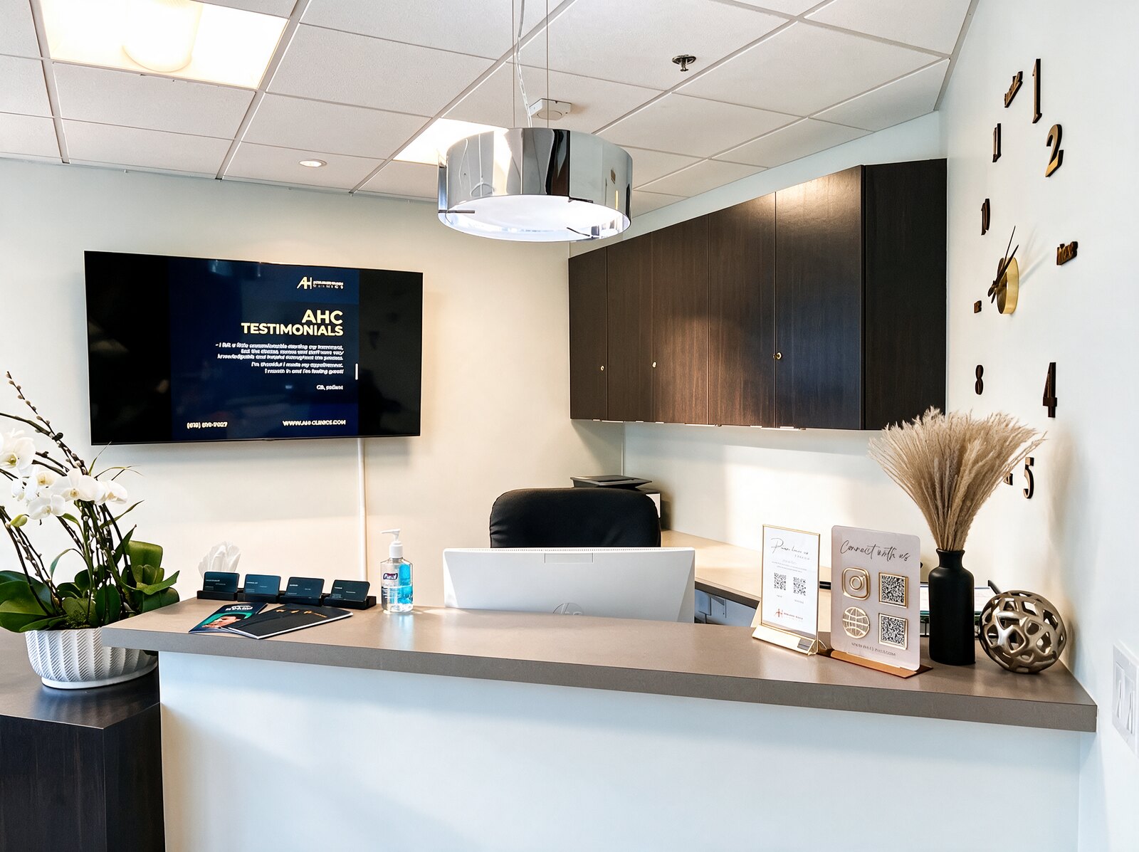 The reception desk at AH Clinics in San Diego