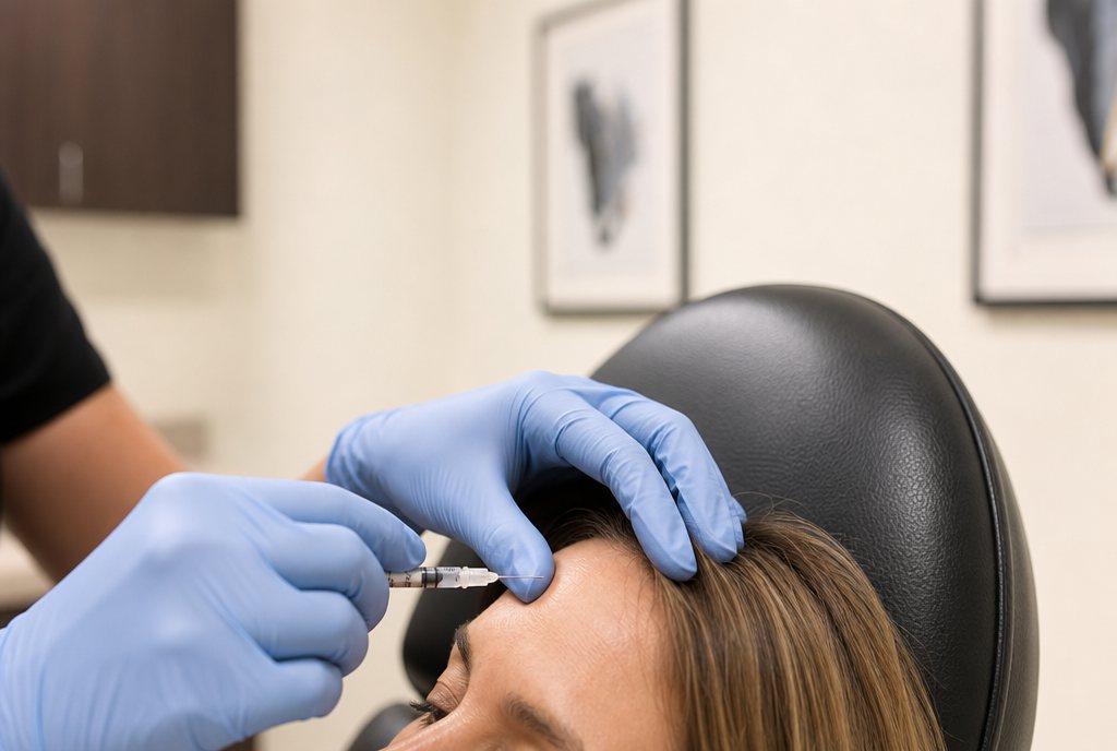 Clinician administering a cosmetic injection