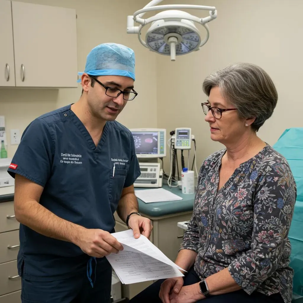 A civil surgeon at AH-Clinics attentively consulting with a patient during their immigration medical exam