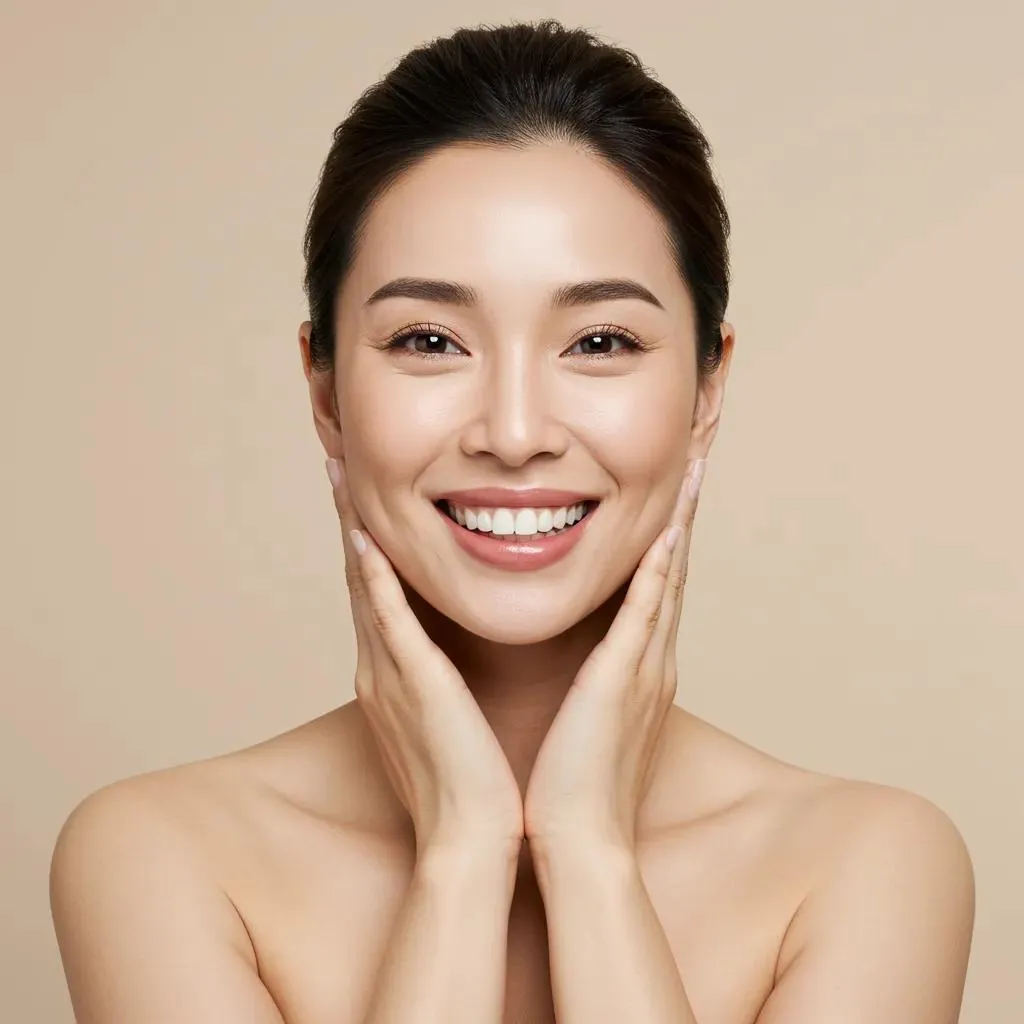 Happy woman showcasing the benefits of Botox treatment