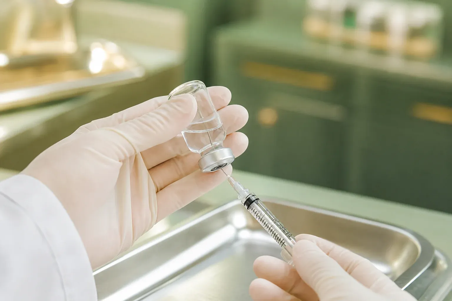 Clinician preparing a peptide therapy injection during a treatment session at AH Clinics